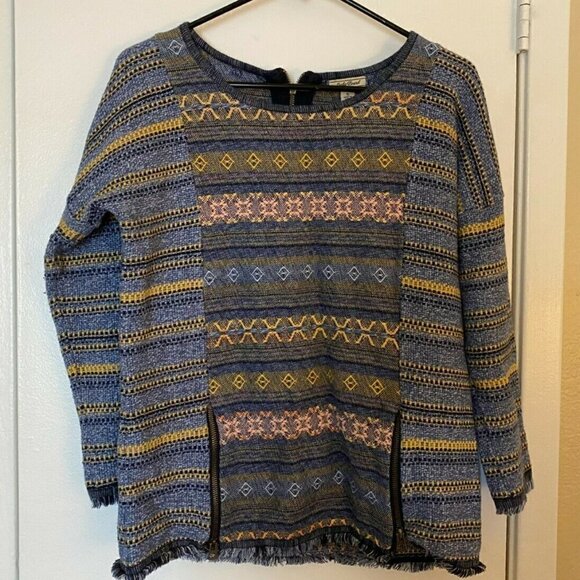 LUCKY Brand Women's Denim Fray Blouse Size Small - Picture 1 of 7